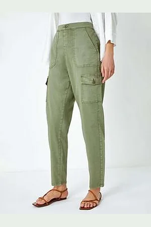 Roman Casual Elastic Waist Cargo Stretch Trousers