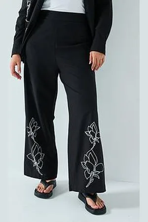 Very Embroidered Floral Wide Leg Trouser Co-Ord