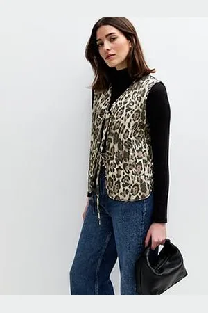 New Look Leopard Print Quilted Waistcoat