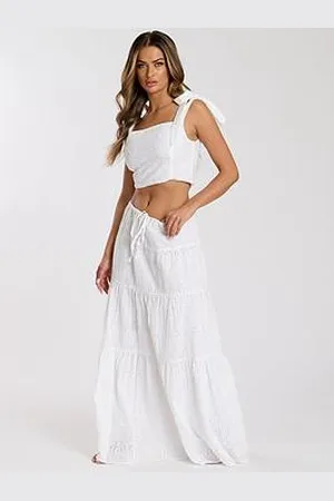 South Beach Broderie Tie Shoulder Top