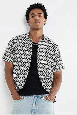 River Island Short Sleeve Mono Diamond Crochet Shirt