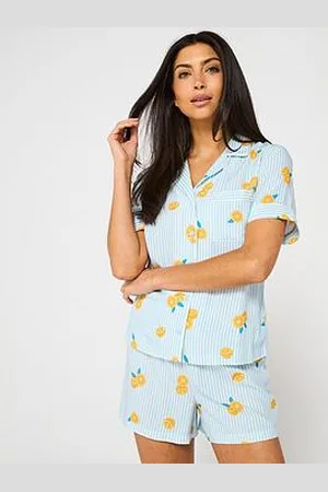 Very Orange Stripe Short Pyjama Set - Blue/