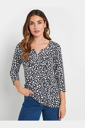 Long Tall Sally Tall Animal Print Pintuck Henley
