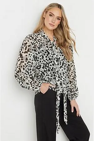 Long Tall Sally Tall Smudge Spot Tie Neck Top