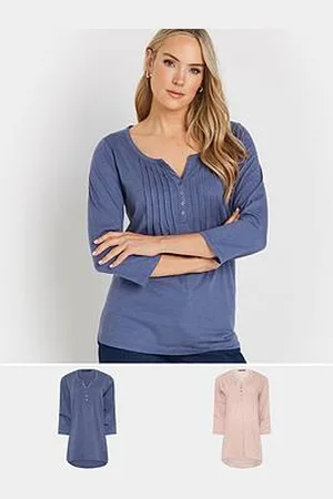 Long Tall Sally Tall 2 Pack Pintuck Henley Top - Multi