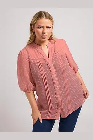 Yours Curve Dobby Crochet Pleat Blouse