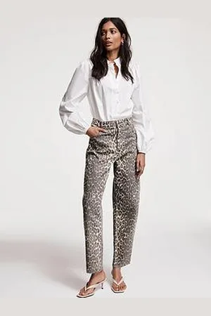 mint&berry Leopard Print Tapered Jeans