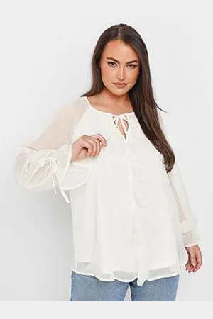Yours Curve Ruffle Neck Tie Blouse
