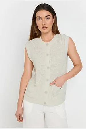 Long Tall Sally Textured Lurex Button Thru Vest