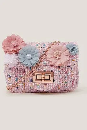 Monsoon Girls Mini Flower Boucle Bag