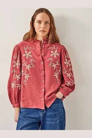 Monsoon Bridget Embellished Top - Burgundy