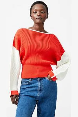 French Connection Cotton Drop Shoulder Knit Colourblock Jumper