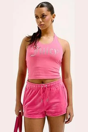 Juicy Couture Velour Track Shorts With Diamante Logo