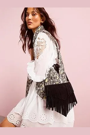 Accessorize Suede Fringe Cross Body Bag