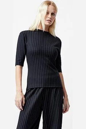 French Connection High Neck Stripe Top With Shoulder Pads