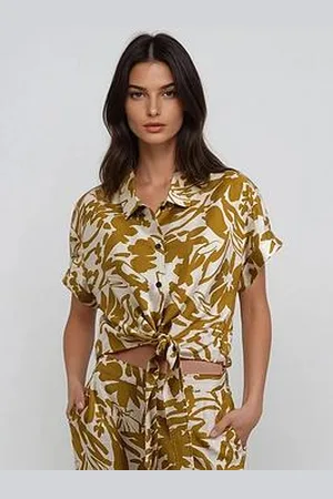 Religion Element Tie Front Shirt In Bright Floral