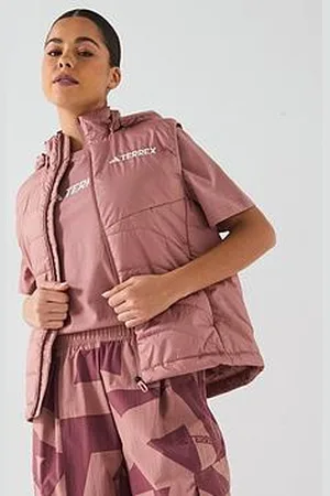 adidas Womens Mountain Insulated Hooded Vest - Pink
