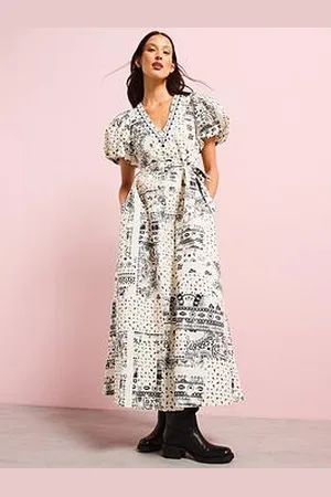 Very Embellished Paisley Midi Dress - Cream
