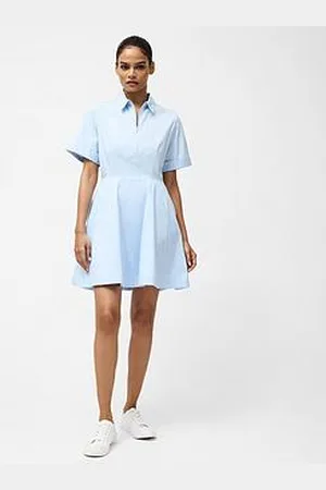 French Connection Cotton Poplin Stretch Mini A-Line Relaxed Fit Shirt Dress