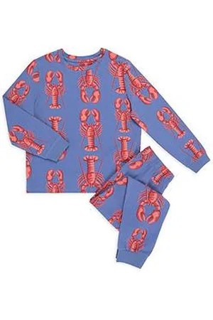 Chelsea Peers Unisex Kids Lobster Stripe Long Sleeve Pyjamas