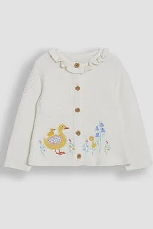 JoJo Maman Bébé Girls Duck Floral Applique Cardigan