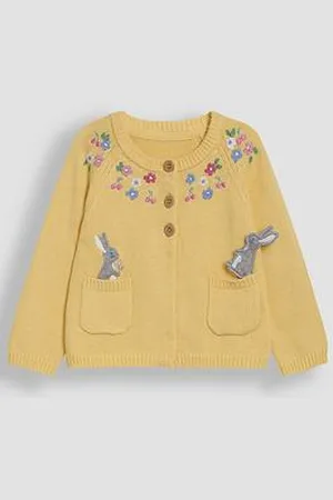 JoJo Maman Bébé Girls Bunny Applique Pet In Pocket Cardigan