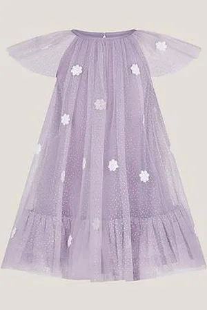 Monsoon Baby Girls Ciara Floral Tulle Swing Dress