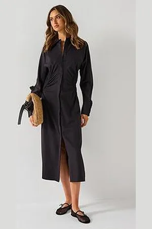 Very Crochet Trim Midi Shirt Dress