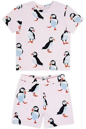 Chelsea Peers Kids Unisex Puffin Crew Neck T-Shirt And Short Pyjama Set