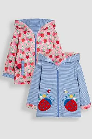 JoJo Maman Bébé Girls Ladybird Applique Reversible Hoodie
