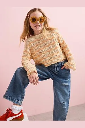 ONLY Girls Stripe Crochet Jumper
