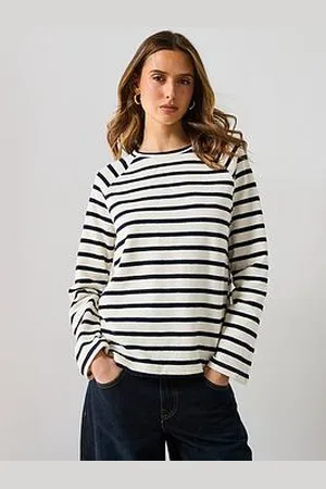 MANGO Striped Round Neck Sweatshirt