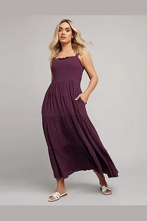 Yours Curve Shirred Strappy Maxi Dress