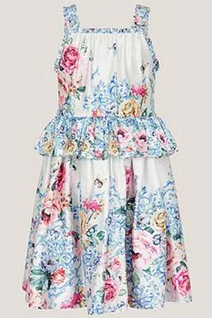 Monsoon Girls Rose Floral Satin Dress