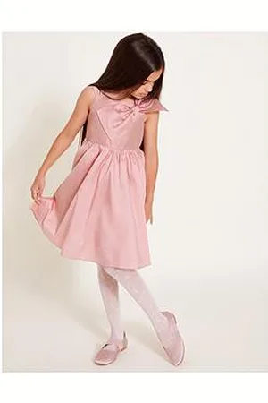 Monsoon Girls Freya Bow Detail Taffeta Dress