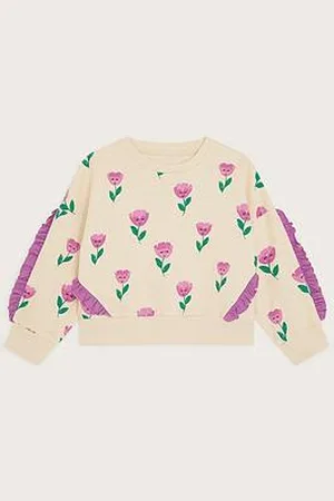 Monsoon Girls Tulip Print Frilly Co-Ord Sweatshirt