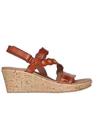 Skechers Beverlee Cherished Scalloped Wedge Sandal - Luggage