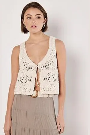 Apricot Crochet Tie-Front Vest