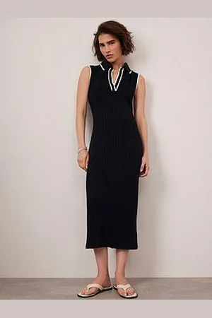 mint&berry Jersey Sleeveless Polo Midi Dress