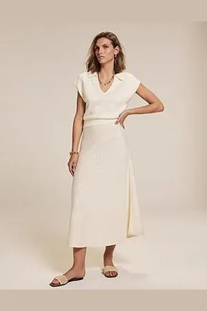 mint&berry White Textured Midi Dress