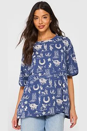 Free People Painted Western Floral Tee