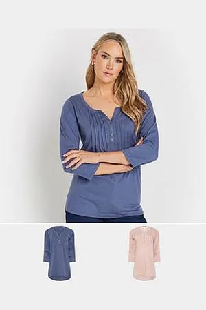 Long Tall Sally Pintuck Henley Top - Multi