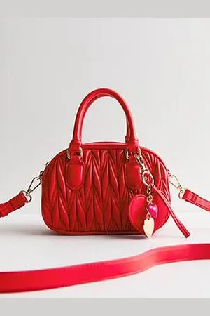 New Look Quilted Faux Leather Mini Crossbody Bag - Bright