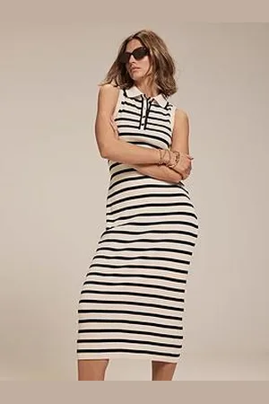 mint&berry Neutral Striped Jersey Midi Dress