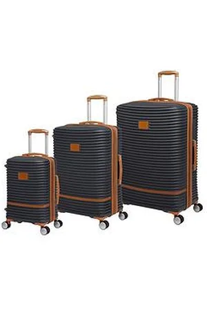 IT Luggage Replicating 3 Piece Charcoal Expandable Suitcase Set