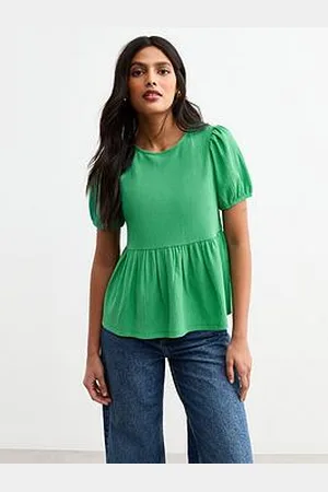 New Look Crinkled Jersey Tie Back Peplum Top