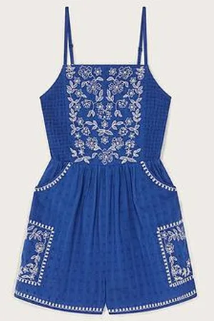 Monsoon Girls Floral Embroidered Strappy Playsuit
