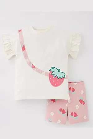 Very Girls Strawberry Bag T-Shirt And Cycling Short Set
