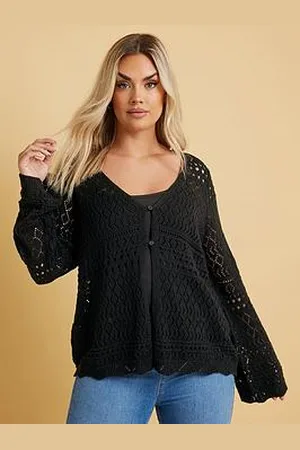 Yours Curve Button Through Crochet Cardigan