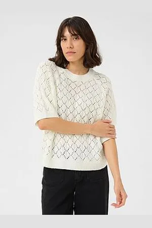 Kaffe Nika Knit Short Sleeved Jumper - Chalk